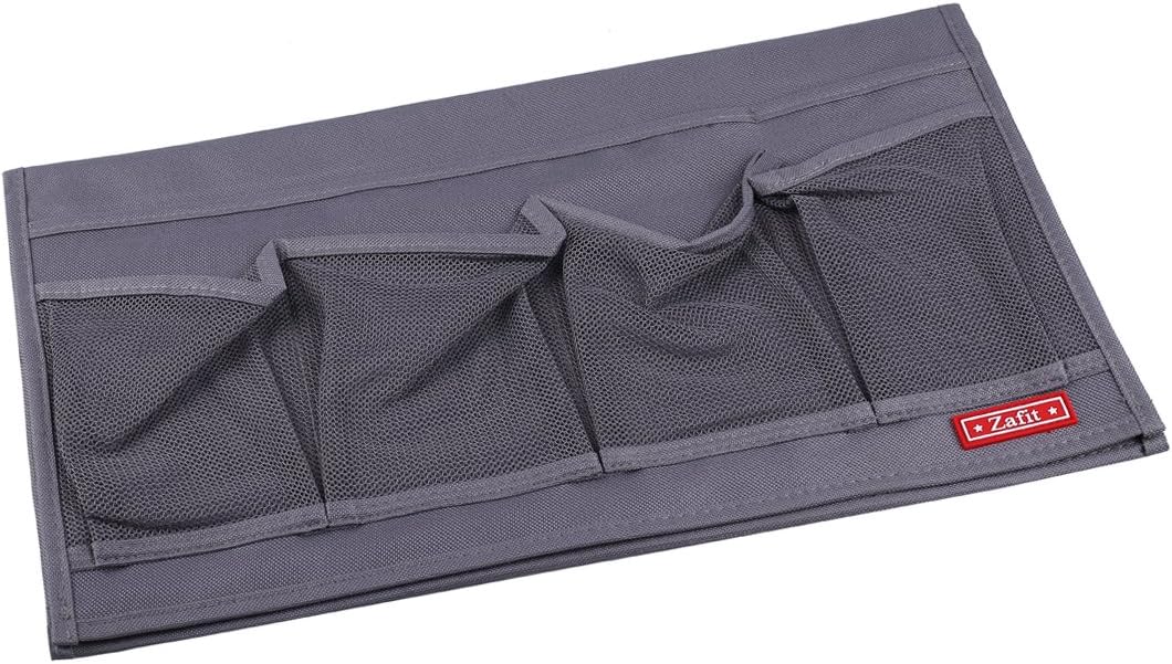 Zafit 5 Pockets Bedside Caddy, Bedside Storage Organizer for Water Bottles, Magazines, Phone, Glasses (5 Pockets-Grey)