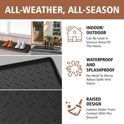 Extra Large Heavy Duty Boot Natural Rubber Shoe Mat for Entryway with Shoes Brush Large Boot Mat Multi-Purpose for Indoor or Outdoor, 16.1x 47.6 Inches