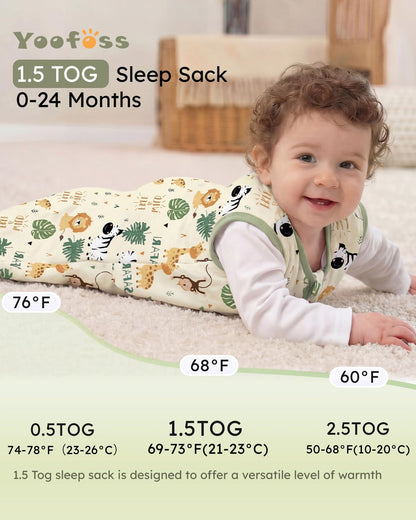 Yoofoss Baby Sleep Sack 0-6 Months Wearable Blanket for Babies 100% Organic Cotton 2-Way Zipper TOG 0.5 Toddler Sleeping Sack 3 Pack, Sleep Sacks