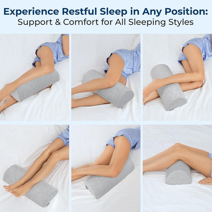 5 STARS UNITED Knee Pillow for Back Sleeping – Half Moon Bolster Pillow for Legs, Under Knee Pillow for Sleeping on Back, Memory Foam Leg Pillow for Back Pain, White