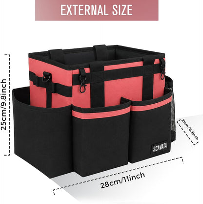 SCAVATA Compact Wearable Cleaning Caddy with Handle & Shoulder Straps | Small Cleaning Supplies Organizer, Under Sink & Car Cleaning Tools Storage Bag for Housekeepers Cleaners, Black