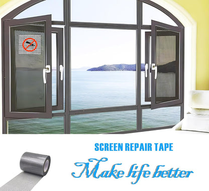 Window Screen Repair Tape，3IN X 16.5FT (196IN) Screen Tape mesh Repair for Window Screen and Screen Door tears Holes (Grey)