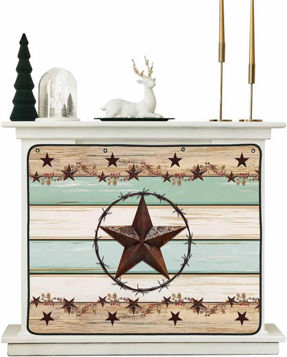 Magnetic Fireplace Cover Texas Star Teal Blue Fireplace Screen Decorative Farm Wood Grain Insulation Fireplaces Blocker Blanket Save Energy Fireplaces Draft Stopper Covers for Living Room 39x32 Inch
