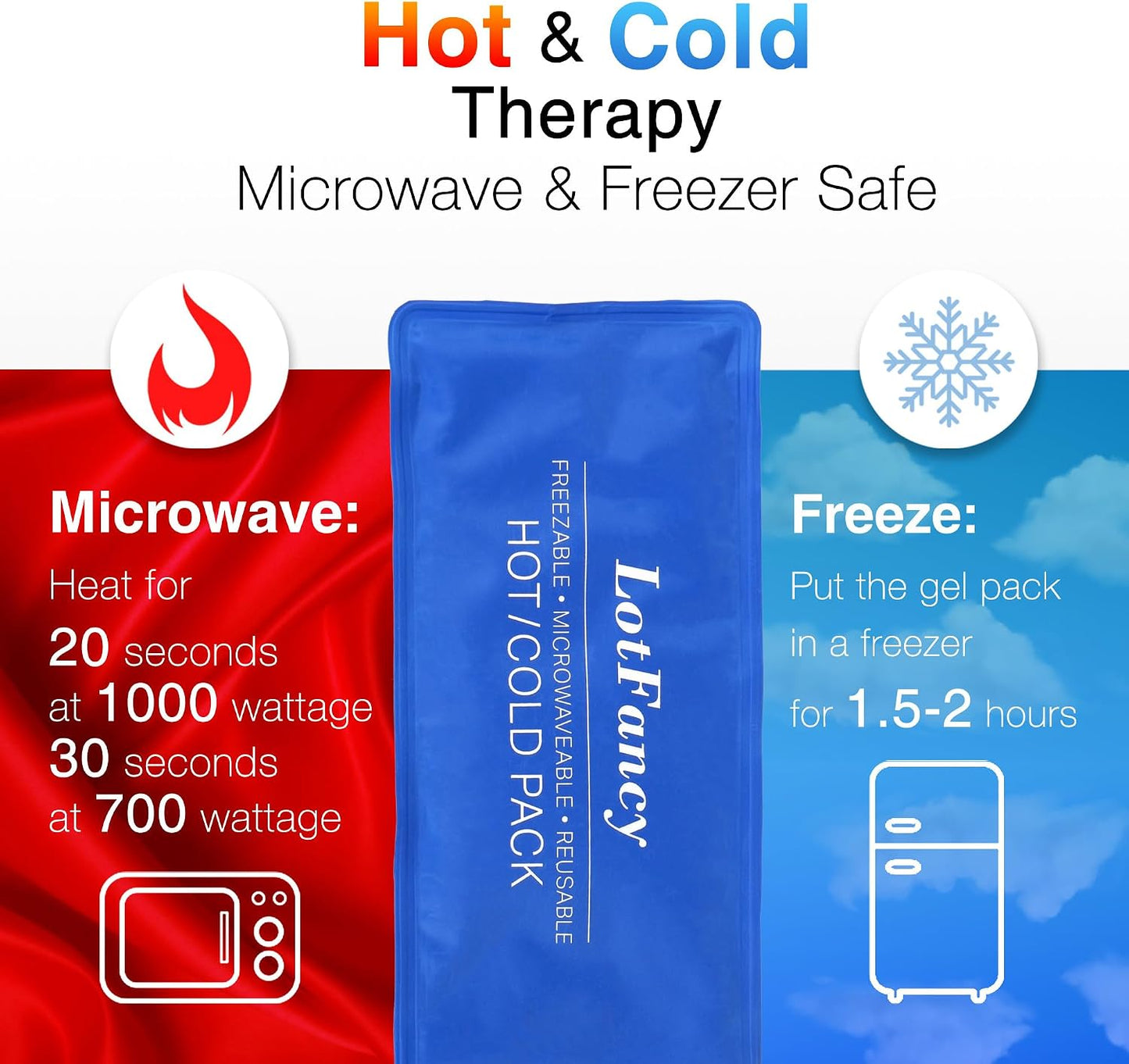 LotFancy Gel Ice Packs, 2pc Reusable Hot Cold Pack for Therapy, Heating Cooling Gel Pad, Pain Relief for Face, Head, TMJ, Wisdom Teeth, Oral Facial Surgery, Sport Injuries, Migraine, Muscle Joint