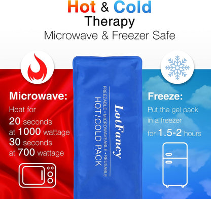 LotFancy Gel Ice Packs, 2pc Reusable Hot Cold Pack for Therapy, Heating Cooling Gel Pad, Pain Relief for Face, Head, TMJ, Wisdom Teeth, Oral Facial Surgery, Sport Injuries, Migraine, Muscle Joint