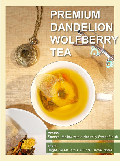 TeeLux Dandelion Leaf & Root Tea Bags, Natural Roasted Dandelion Root with Fresh Dandelion Leaf Herbal Tea, Caffeine Free, 100 Count