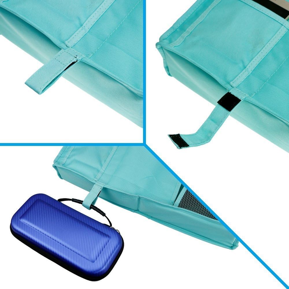 Large Pocket Bedside, Hanging Storage Organizer for Books,Phones,Tablets,Accessory and TV Remote - Best for Headboards, Bed Rails, Dorm Rooms, Bunk Beds, Apartments, Bathrooms &Travel (Light blue)