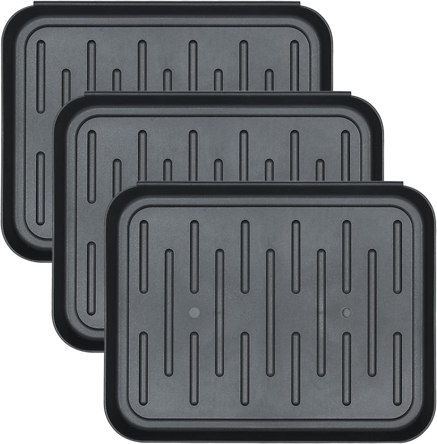 Set of 3 Square Boot Tray, Plastic Utility Shoe Mat Tray, 13.7x10.6x1inch | Black Multi-Function Boots Drying Pad for Entryway Indoor and Outdoor Use in All Seasons