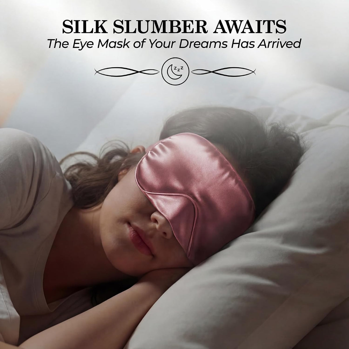 SLEEP SANCTUARY 100% Pure Mulberry Silk Sleep Mask - 22 Momme Light Blocking 3D Contour Silk Eye Mask for Sleeping - Secure Fit for Side Sleepers, Women & Men - Cloud Soft (Misty Blue)