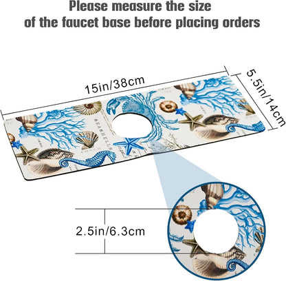Sink Faucet Absorbing Mat, 2 Pack Drying Mat Around Faucet Sink Splash Guard Behind Faucet Sinkmat For Kitchen Bathroom Island Rv 24 * 5.5 Inch (60 * 14 cm)