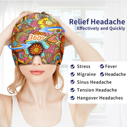 ZNÖCUETÖD Migraine Headache Relief Cap Hat Full Head ice Pack Wrap Cold Cap