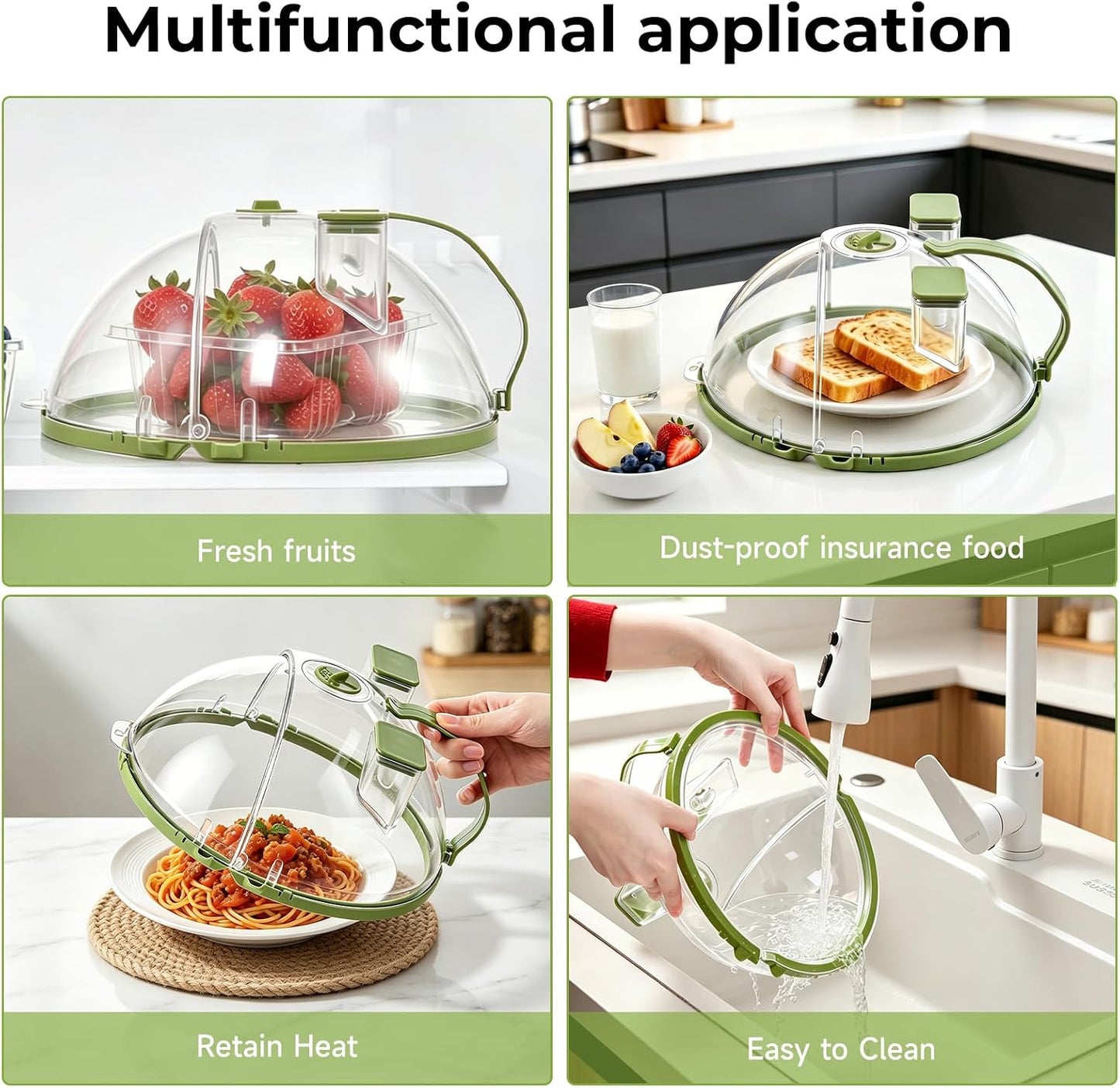 UFORU 10-Inch Foldable Microwave Splatter Cover for Food with Water Steamer | Clear Plate Cover with Handle Helps Contain Food Splatter Guard,Collapses for Compact Drawer or Cabinet Storage,Space-Saving