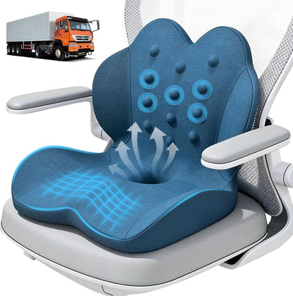 Memory Foam Seat Cushion with Lumbar Support for Sciatica & Tailbone Pain Relief, Fit Office Chair, Wheelchair, Car Seat, Airplane, Long Sitting Workers & Drivers (Gray)