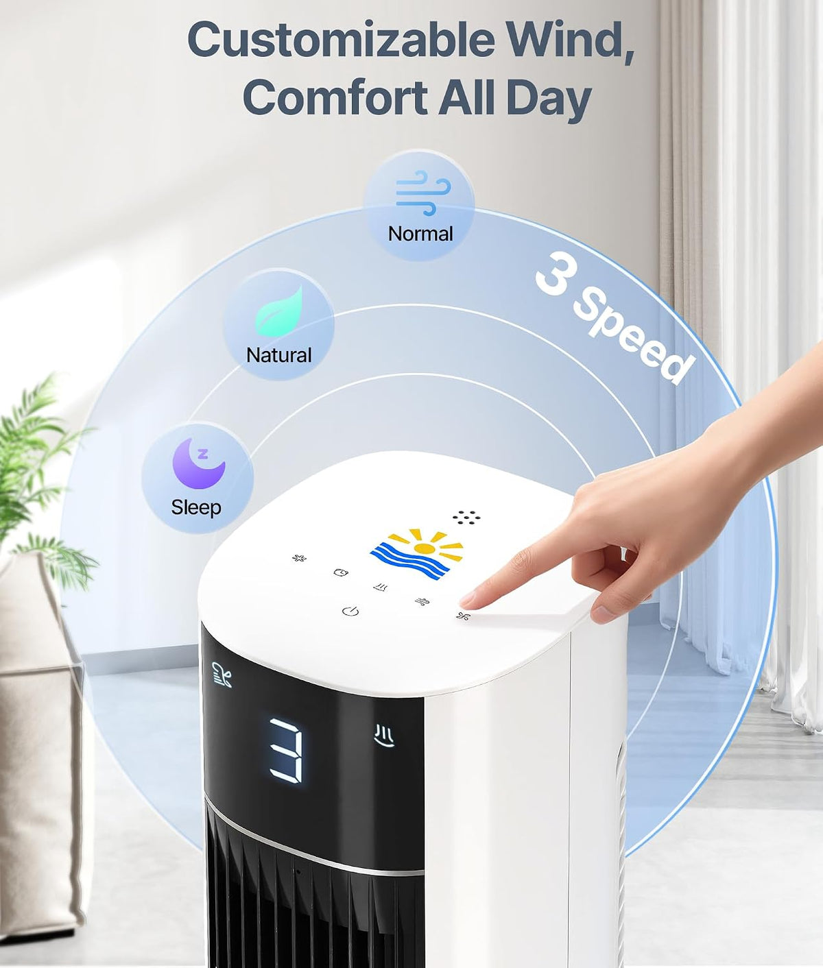 Evaporative Air Swamp Cooler, Cooling Fans that Blow Cold Air, 38in