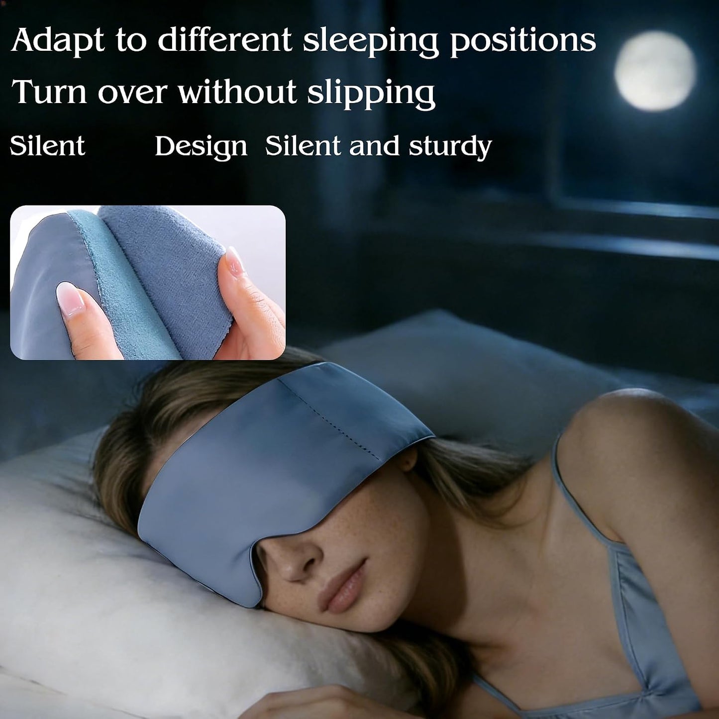 Weighted Sleep Mask for Side Sleepers, 100% Blackout Eye Mask for Sleeping with Adjustable Strap, Dual-Sided Cooling Silk & Warm Cotton Blindfold, Zero Pressure Eye Cover for Travel, Nap & Yoga