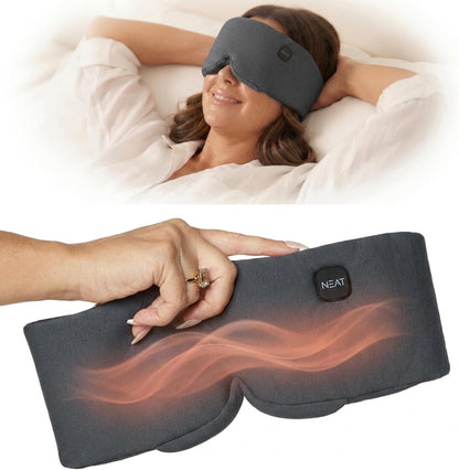 Heated Eye Mask – Cordless Electric Warm Eye Compress for Dry Eyes, Stye & Eye Strain Relief – 4 Heat Settings, Rechargeable, Light-Blocking, Blackout, Washable Cover (Ocean Stone)