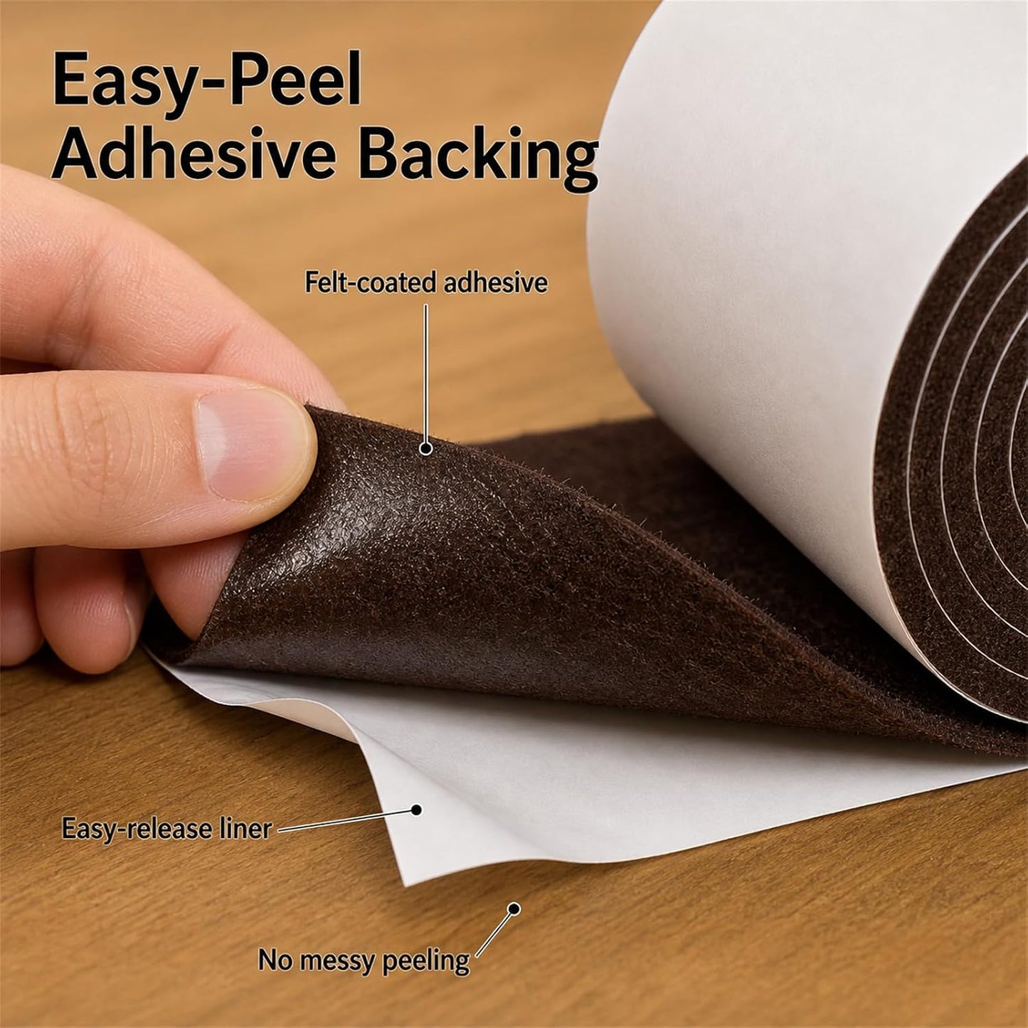 Felt Furniture Pads, Self Adhesive Felt Sheets Roll, Cuttable Felt Pads for Furniture Legs, Heavy Duty Furniture Pads for Hardwood Floors, Chair Wall Protector, Black, 40 x 5 x 0.12 Inch
