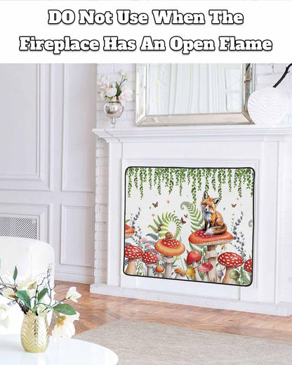Magnetic Fireplace Cover Red Mushroom Fox Fireplace Screen Decorative Eucalyptus Leaves Butterfly Black Insulation Fireplaces Blocker Save Energy Fireplaces Draft Stopper Covers for Living Room 36x30