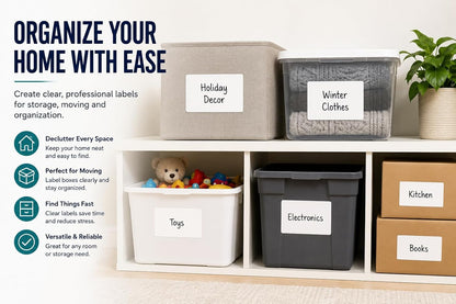 Veritack™ 250, 4" x 6" Large Removable Labels – Writable Sheet Stickers for Bins, Containers & Food Storage – Moisture Resistant – Freezer & Refrigerator Safe – Clean Removal (250 Individual Sheets)