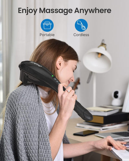RENPHO Cordless Handheld Massager, 5 Adjustable Speeds and Massage Modes | Rechargeable Electric Neck Massage Tool for Muscle Tension, For Shoulder, Back & Leg, Home, Office, Travel Use, Gift Idea