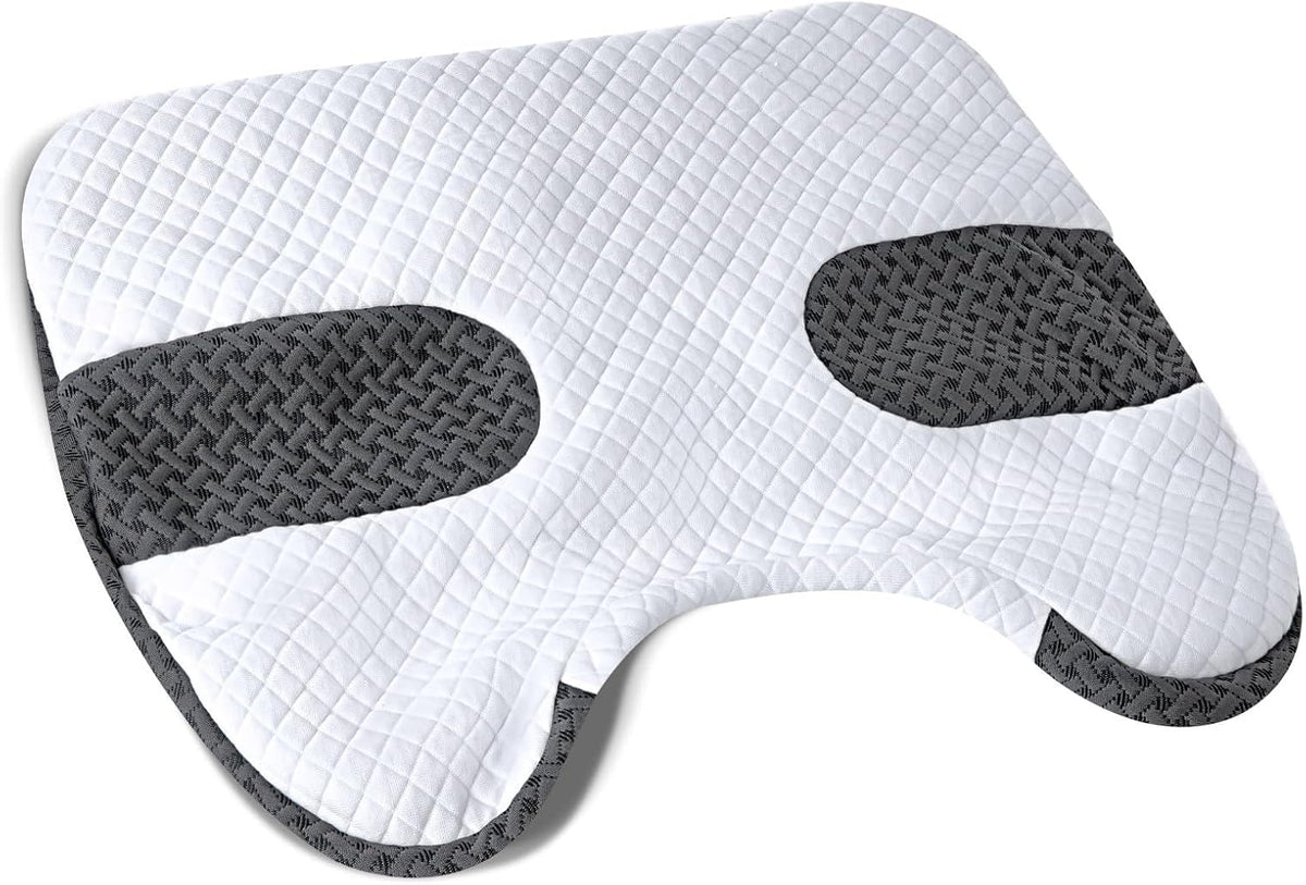 SAHEYER Side Sleeper Pillow with Arm Holes, 2 in 1 Shoulder Relief System for Rotator Cuff Pain, Memory Foam Pillow for Adults with 3 Arm Place Hole - for Side, Back and Stomach, Black