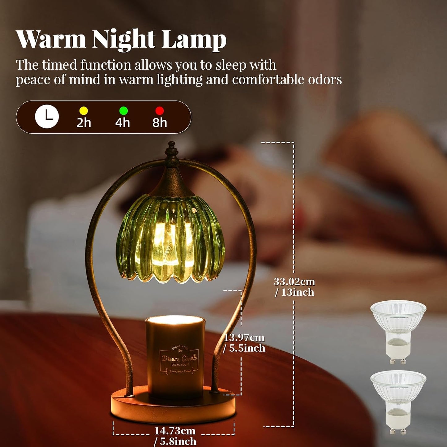 GOODBUY Candle Warmer Lamp with Timer Dimmable: Electric Candle Warmer Birthday Gifts for Women Mom - Candle Lamp Warmer House Warming Gifts New Home Decor - Wax Warmer for Jar Candles with 2 Bulbs