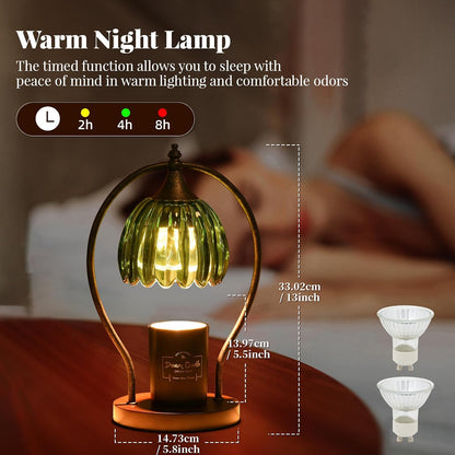 GOODBUY Candle Warmer Lamp with Timer Dimmable: Electric Candle Warmer Birthday Gifts for Women Mom - Candle Lamp Warmer House Warming Gifts New Home Decor - Wax Warmer for Jar Candles with 2 Bulbs