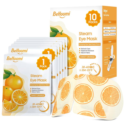 BeHoomi Steam Eye Mask, 10Packs Heated Eye Mask, Self Heating Disposable SPA Warm Compress for Eyes Sleep Mask, Travel Essentials & Relaxation Gifts for Women (Lavender Scent)