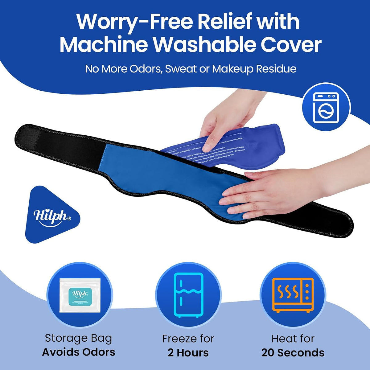 Hilph Headache Ice Pack Wrap, Adjustable Migraine Ice Head Wrap
