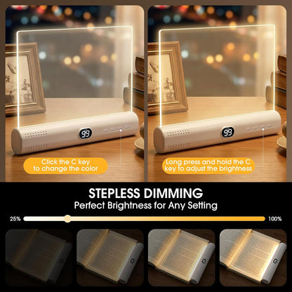 Flat LED Book Light Rechargeable Portable Reading Lamp with 3 Color Temperatures Stepless Dimming Eye Protection Night Reading Light for Bed and Travel (White)
