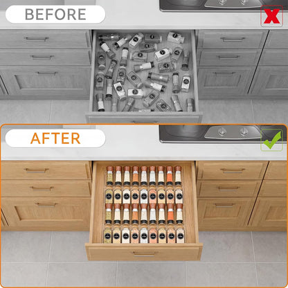 8 Pack Adjustable Spice Rack for Drawer- Expandable From 11" to 22" Expandable Spice Drawer Organizer 4 Tiers Acrylic Seasoning Organizer Rack,Clear Spice Rack Tray for Spices,Condiment (8)
