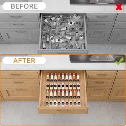 4 Pack Adjustable Spice Rack for Drawer - 9" to 17.7" Expandable Spice Drawer Organizer 4 Tier Acrylic Seasoning Organizer Rack,Clear Spice Rack Tray for Spices,Condiment,Nail Polish and Jar (4)