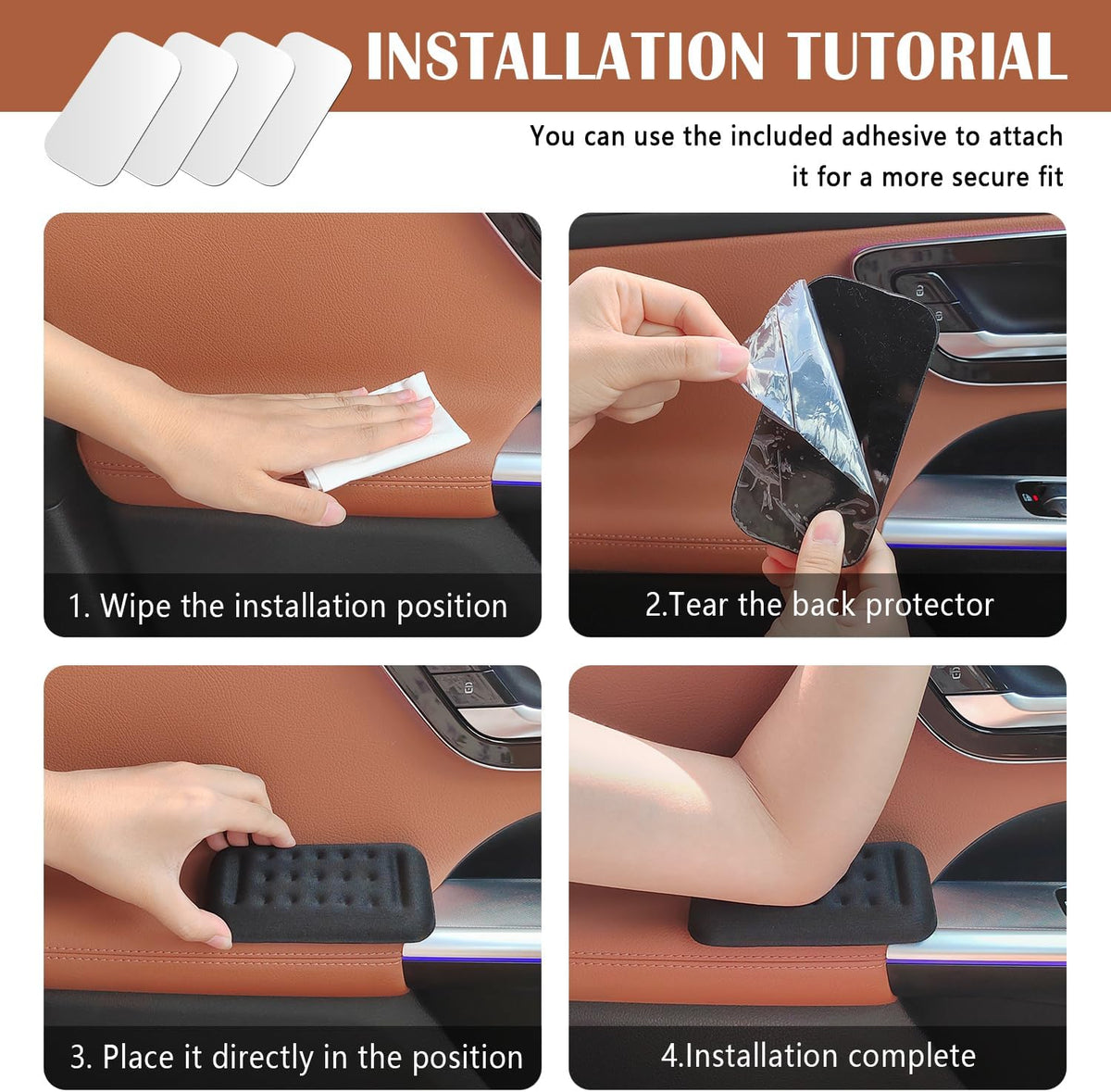 2PCS Car Arm Rest Elbow Pads,Comfortable Car Arm Rest Cushion with Memory Foam Pad for Arm Support,Universal Car Door Armrest Pad Car Interior Accessories (Black)