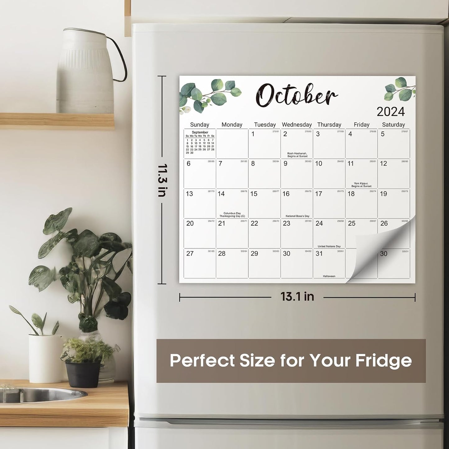 2026-2027 Magnetic Calendar for Refrigerator, Apr 2026-Dec 2027 | 21-Month Fridge Calendar 2026-2027 for Home Planning, Scheduling and Easy Organization, Greenery