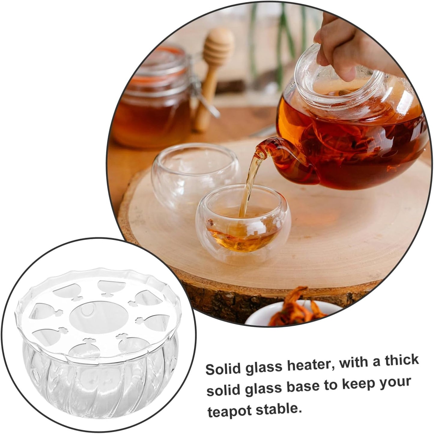 PRETYZOOM Elegant Glass Teapot Warmer Heat Base for Teapots Tea Kettles Candle Heater with Sleek Design for Tea Parties Easy to Clean Maintain for Warmth