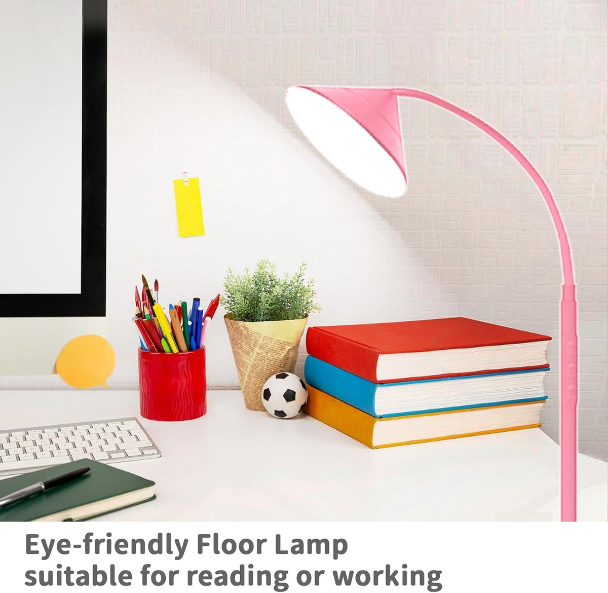 Yikuneng Dimmable LED Floor Lamp, Super Bright Reading Lamps Floor Standing lamp with Remote & Touch Control, Stepless Dimming & 2700K-6500K Color Temperature, for Living Room Bedroom Office, Black