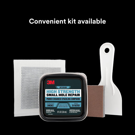3M High Strength Small Hole Repair Kit | Wall Hole Repair Kit With Spackling Compound, Putty Knife, Repair Plate, And Fiber Tape, Good For Walls And Ceilings