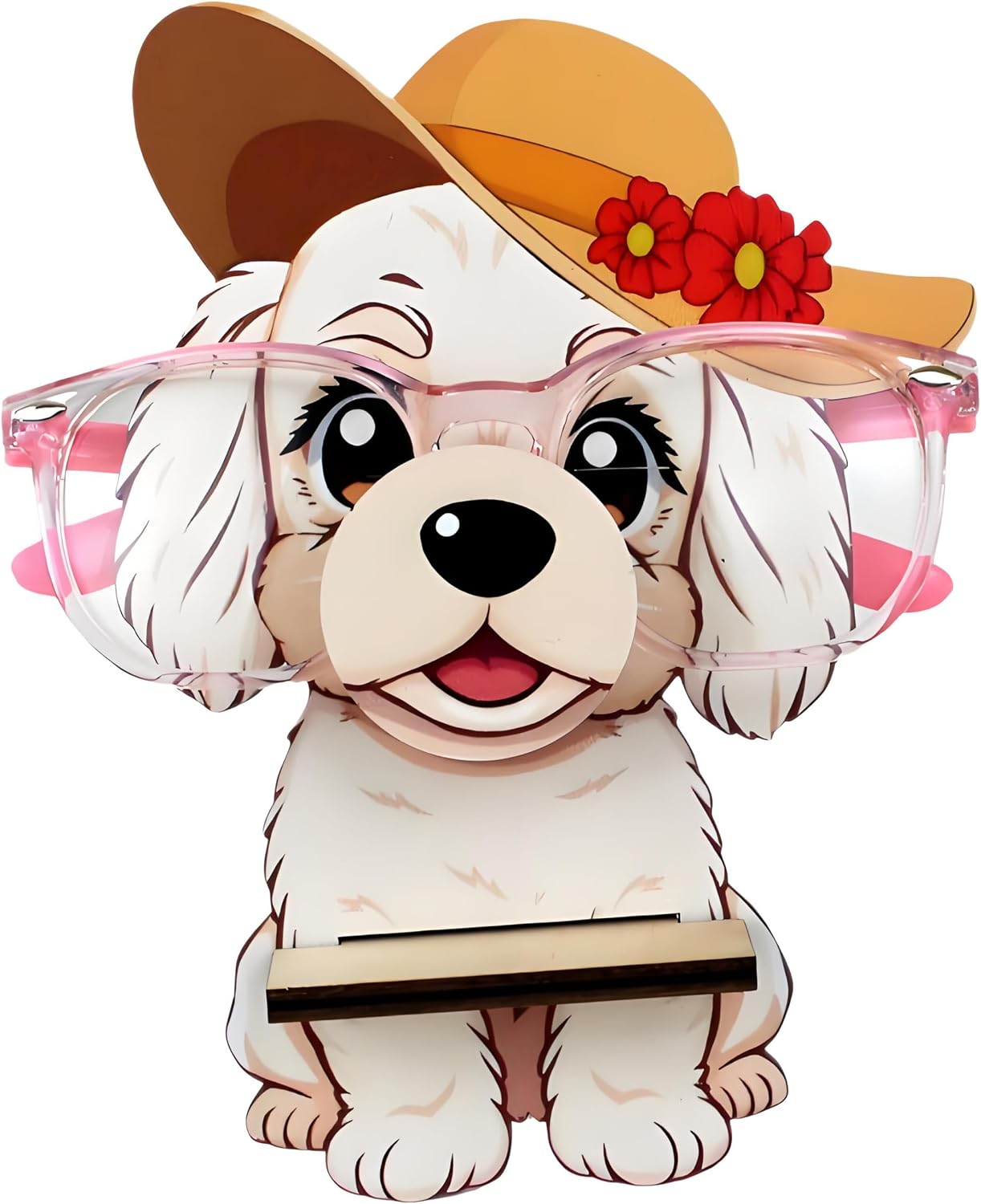 Poodle Eyeglass Holder Cute Dog Stand Eyewear Organizer, Securely Hold Eyeglasses for Office Bedside Nightstand Desk Home Decor Gifts