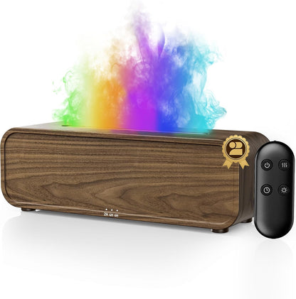 TMEHM Fireplace Flame Air Diffuser Humidifier,7 Colors Aromatherapy Essential Oil Diffuser,Ultrasonic Aroma Humidifier with Timer for Home,Bedroom,Office,Yoga (Black)