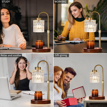 Candle Warmer Lamp with Timer and Dimmer,Electric Gold Light Gifts for Women Melt Wax Warmer Lamp with 2 Bulbs for Candle Jars House Warming New Home Decor Bedroom