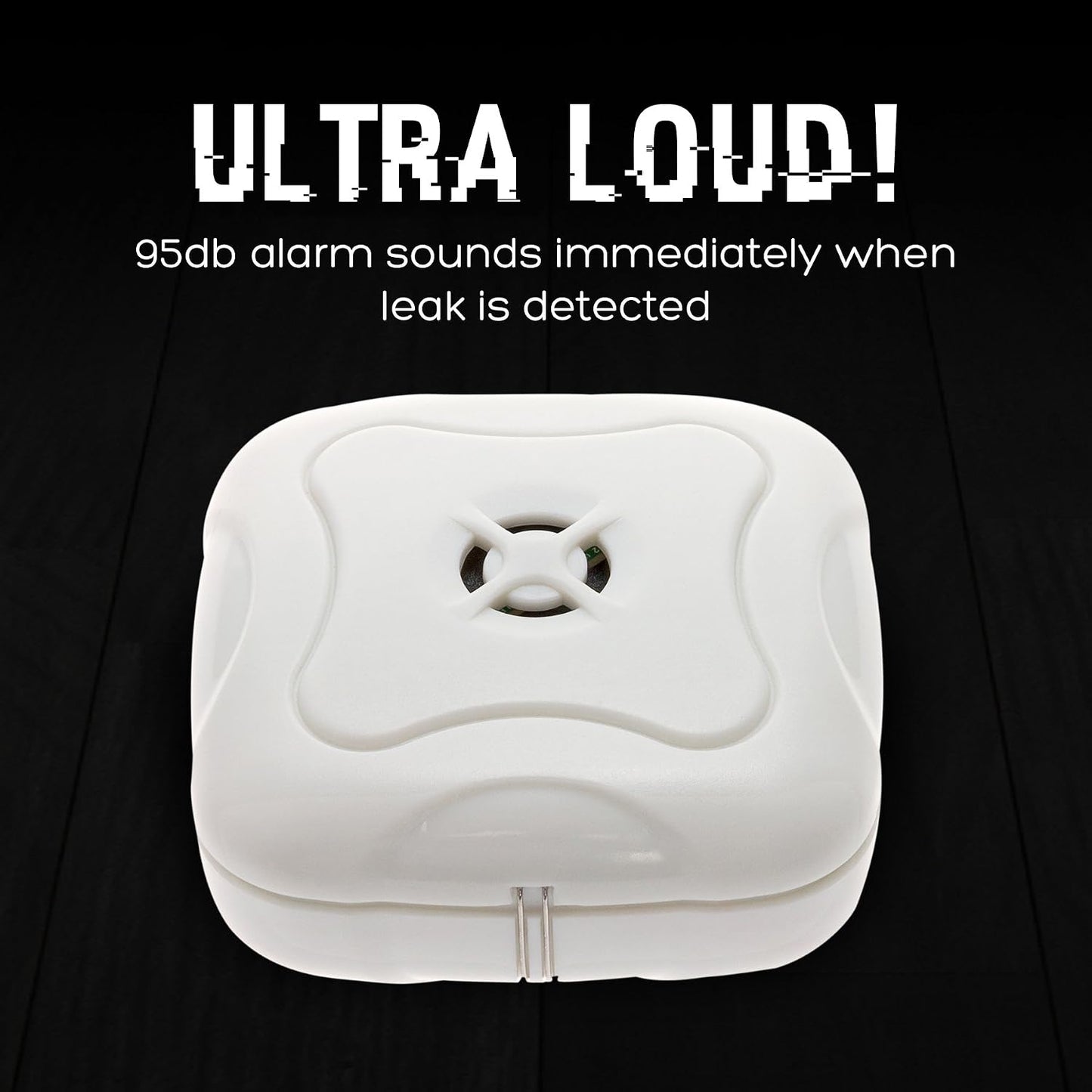 2 Pack Water Leak Detector - 95 dB Flood Detection Alarm Sensor for Bathrooms, Basements, Laundry Rooms, Garages, Attics and Kitchens by Mindful Design (White, 2 Pack)
