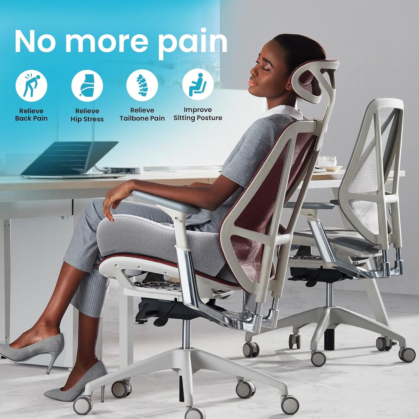 Benazcap Memory Foam Seat Cushion, Ergonomic Office Chair Cushion | Memory foam cushion relieves pressure and supports tailbone comfort for office chairs, cars, wheelchairs and home use.