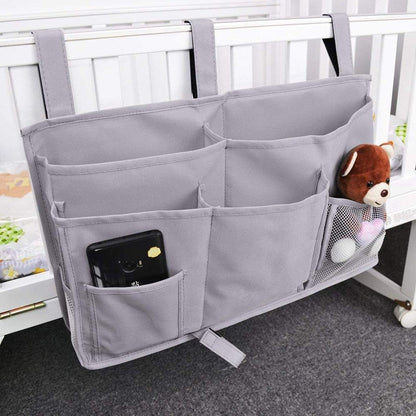 Createy Bedside Caddy Hanging Organizer Storage Bag Pocket for Bunk and Hospital Beds, College Dorm Rooms, Baby Bed Rails, Camp - 4 Pockets and 2 Hooks