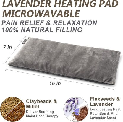 RelaxCoo Heating pad Microwavable with Washable Cover 6 * 12" Microwave Moist Heat Pad for Neck Shoulder, Cramps, Back Pain Relief, Warm Compress Rice Bean Bag Hot Pack for Muscles, Joints, Lavender