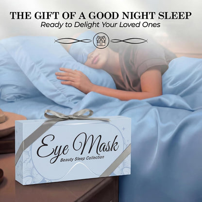 SLEEP SANCTUARY 100% Pure Mulberry Silk Sleep Mask - 22 Momme Light Blocking 3D Contour Silk Eye Mask for Sleeping - Secure Fit for Side Sleepers, Women & Men - Cloud Soft (Misty Blue)