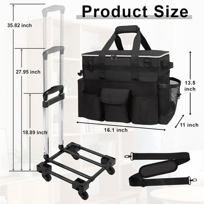 Wearable Large Cleaning Caddy Bag for Housekeepers (Black&Gray) | Cleaning Supplies Organizer with Adjustable Shoulder, Waist & Handle Straps, Detailing Bag for Kitchen Supplies