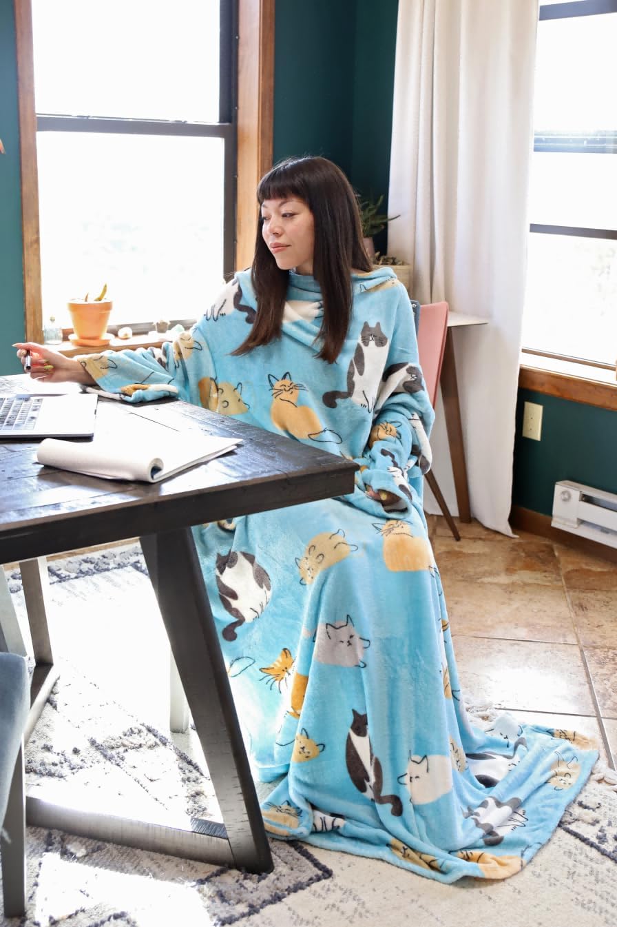 Catalonia Wearable Blanket with Sleeves for Women & Men, Fleece Wrap Throw | Cozy Sleeve Design for Hands-Free Comfort, Perfect for Reading, TV Time & Relaxing, Christmas & Birthday Gift