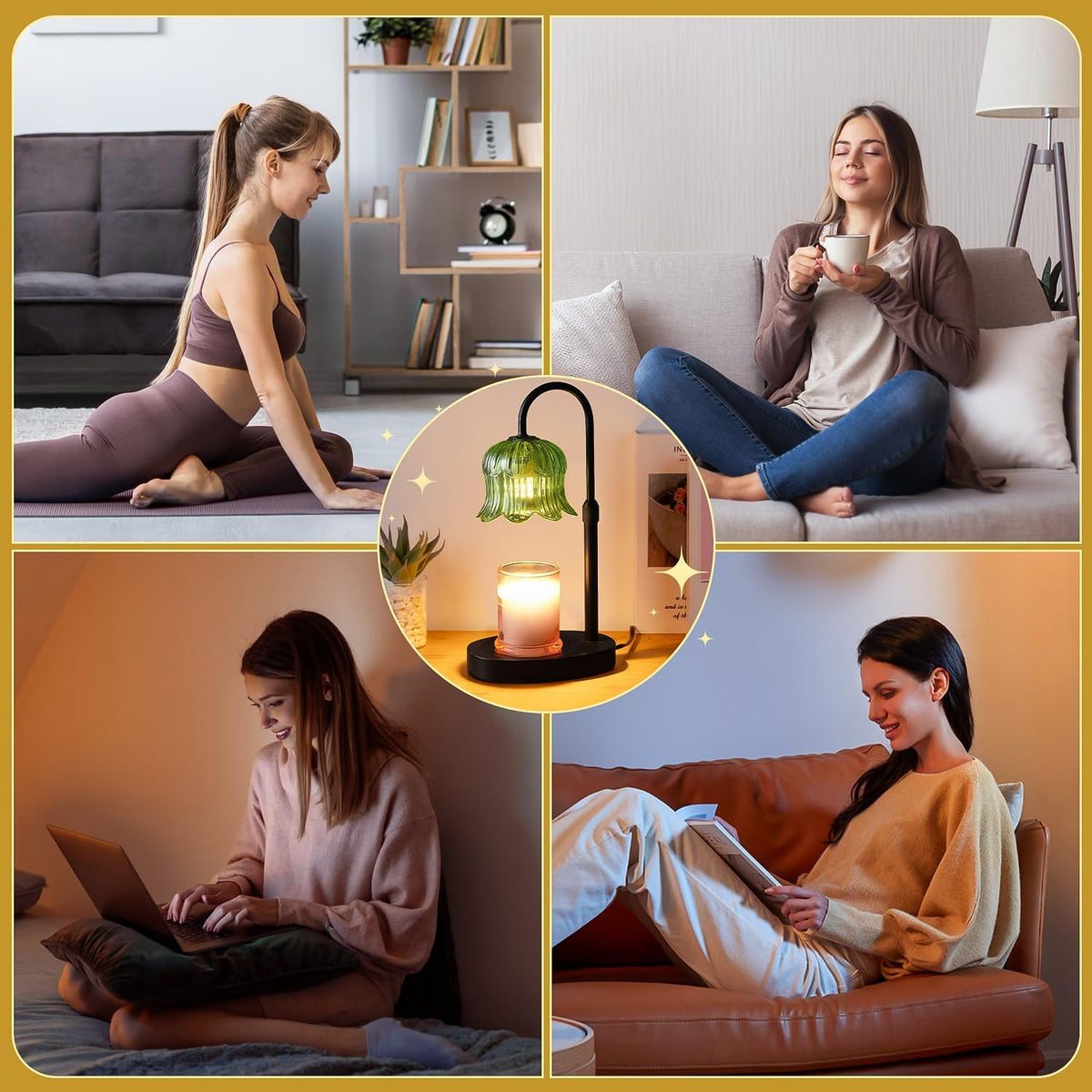Candle Warmer Lamp Electric Timer - Flower Home Decor Women Birthday Gifts