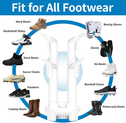 Boot Dryer, Shoe Dryer and Glove Dryer with Timer and Fan, White