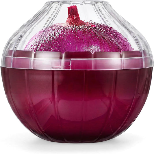 Onion Storage Container for Fridge, Reusable Onion & Tomato Keeper with Lid - Vegetable Holder for Refrigerator, Produce Saver Box for Freshness, 4.33 x 4.33 x 4.02 Inches